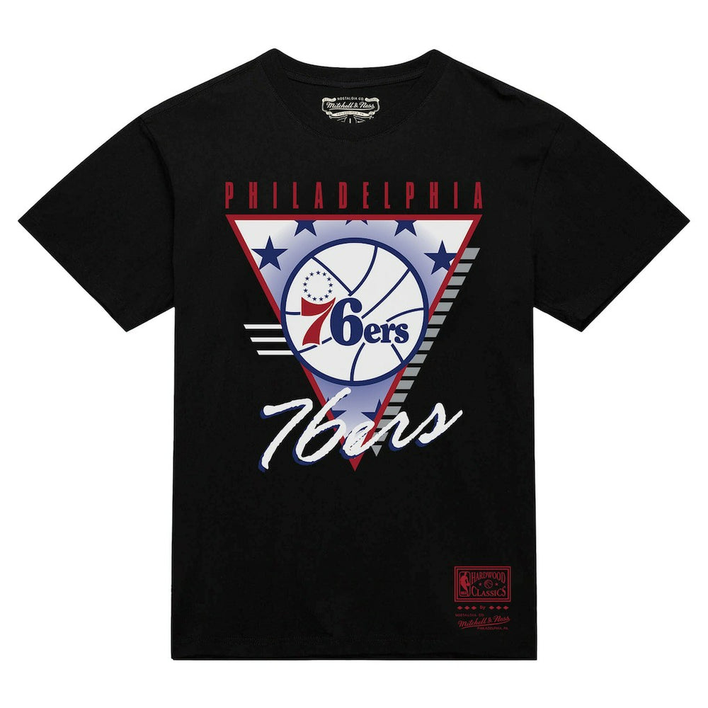 Philadelphia 76ers Worldwide Collection Tri-Logo T-Shirt Black | Mitchell & Ness US