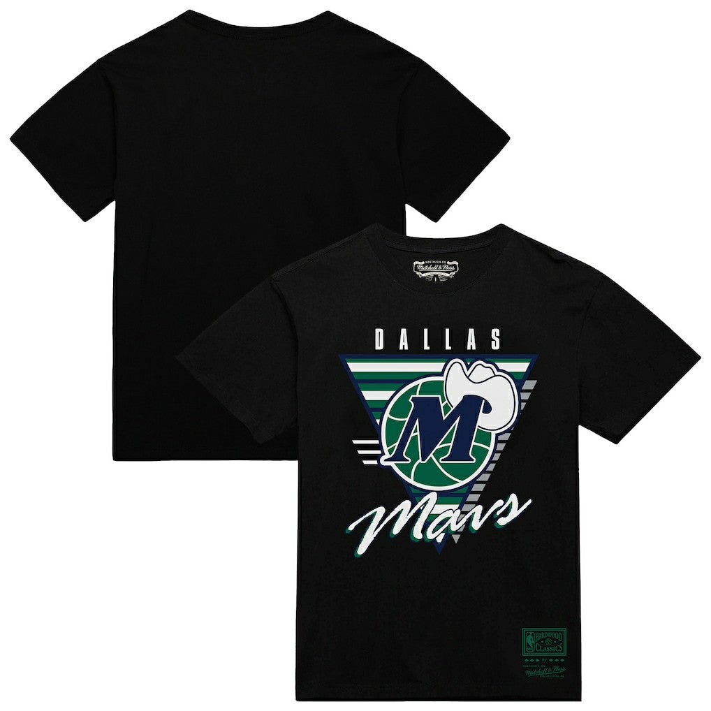Dallas Mavericks Worldwide Collection Tri-Logo T-Shirt for sale Black | Mitchell & Ness Near Me