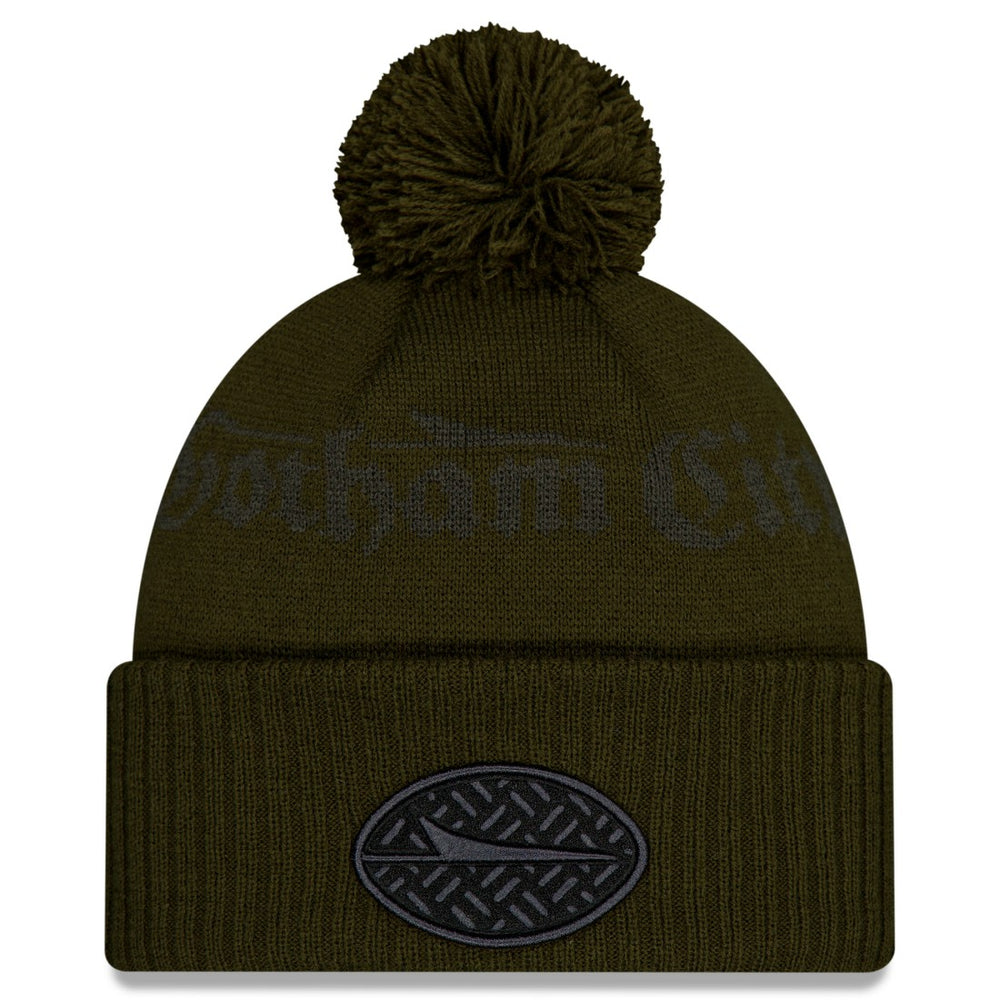 New York Jets New Era 2025 Rivalries Collection Sideline Cuffed Knit Hat with Pom Gotham Green