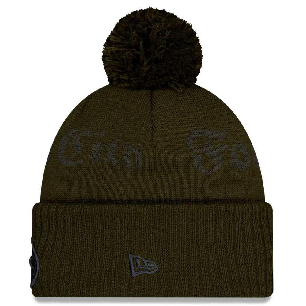 New York Jets New Era 2025 Rivalries Collection Sideline Cuffed Knit Hat with Pom Gotham Green
