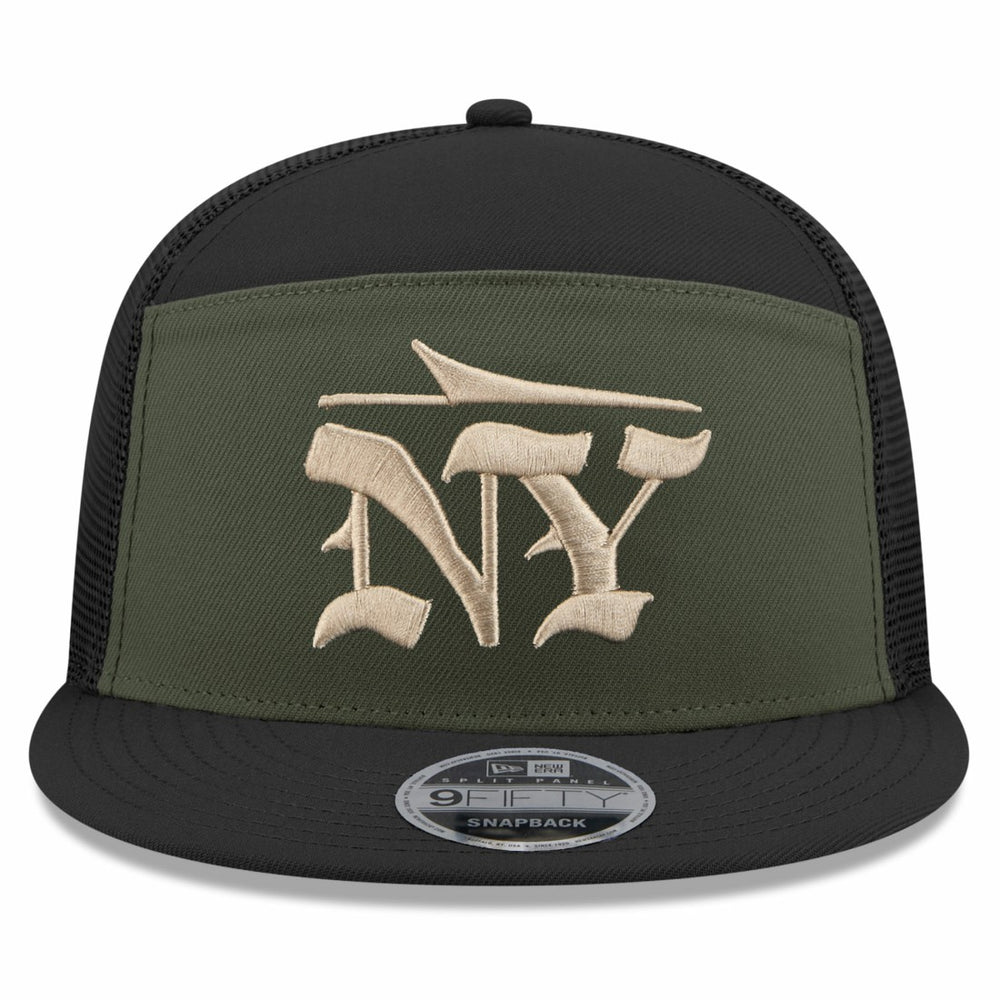 New York Jets New Era 2025 Rivalries Collection Team Split Panel 9FIFTY Snapback Hat Gotham Green