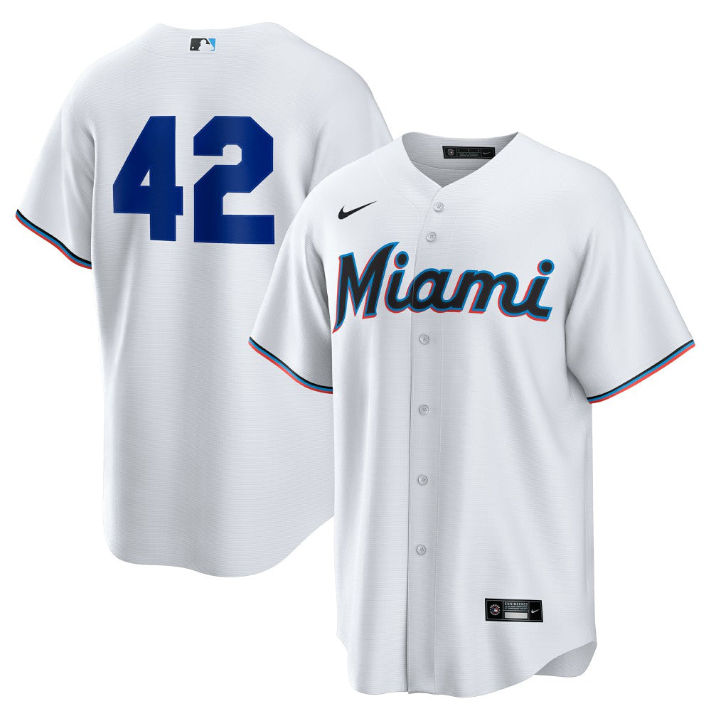 Miami Marlins Nike Home  2025 Jackie Robinson Day Replica Jersey - White - Nike Lifestyle