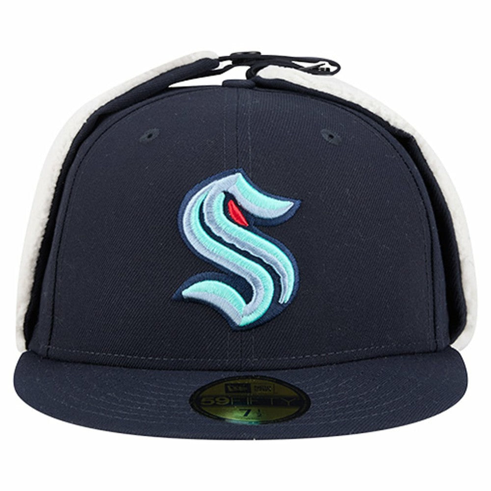 Seattle Kraken New Era Injection Dog Ear Classic Fitted Hat - Deep Sea Blue - NHL 202906881