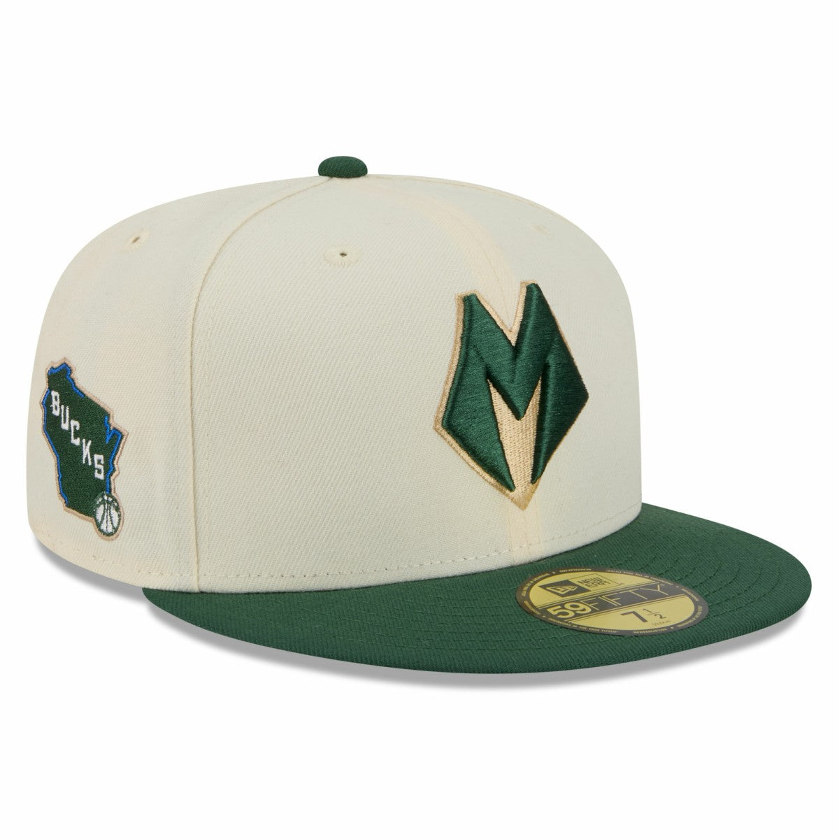 Milwaukee Bucks 2025/26 City Edition 59FIFTY Fitted Hat Cream/Hunter Green | New Era outlet
