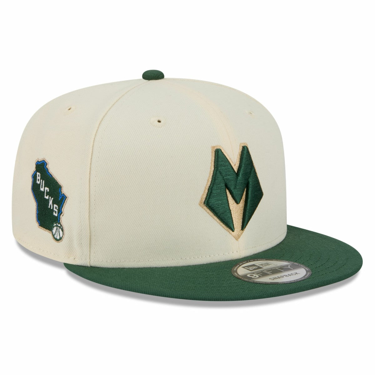 Milwaukee Bucks 2025/26 City Edition 9FIFTY Snapback Hat Tan/Hunter Green | New Era for sale