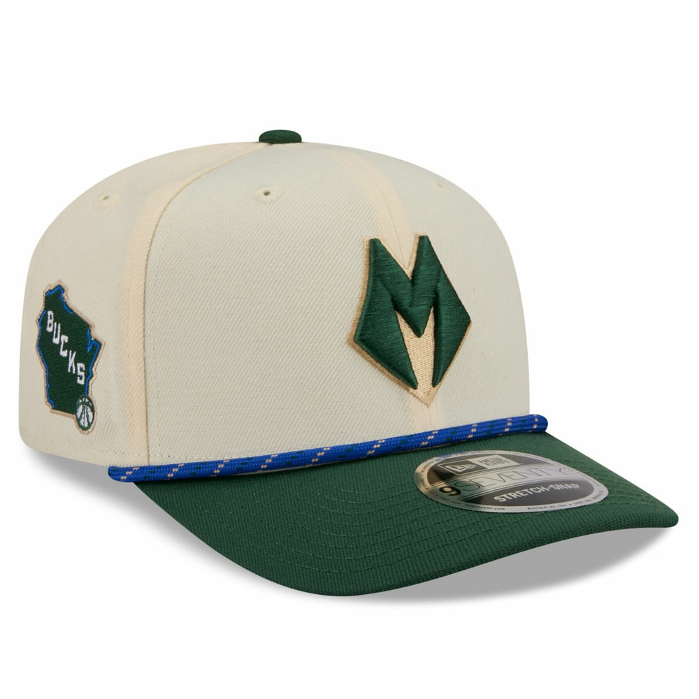 Milwaukee Bucks 2025/26 City Edition 9SEVENTY Adjustable Hat Cream/Hunter Green | New Era US