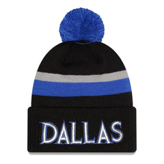 Dallas Mavericks 2025/26 City Edition Cuffed Knit Hat with Pom for sale Black/Blue | New Era online