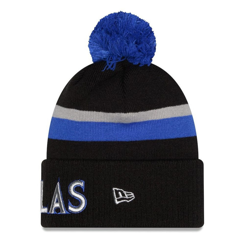 Dallas Mavericks 2025/26 City Edition Cuffed Knit Hat with Pom for sale Black/Blue | New Era online