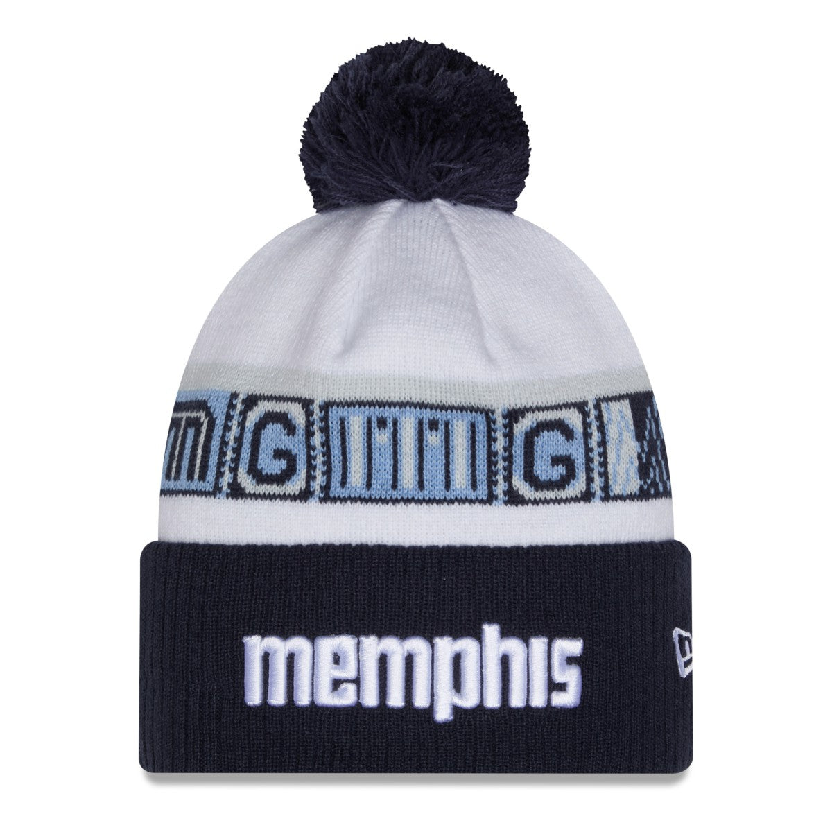 Memphis Grizzlies 2025/26 City Edition Cuffed Knit Hat with Pom Navy/White | New Era