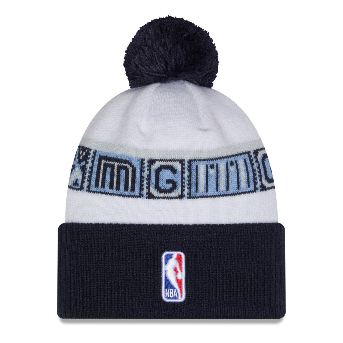 Memphis Grizzlies 2025/26 City Edition Cuffed Knit Hat with Pom Navy/White | New Era