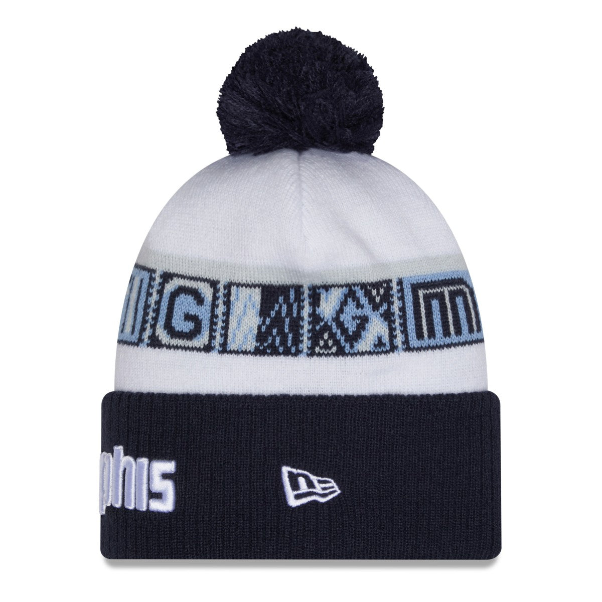 Memphis Grizzlies 2025/26 City Edition Cuffed Knit Hat with Pom Navy/White | New Era