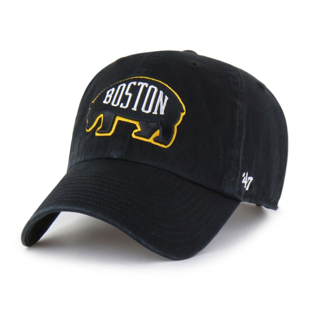Boston Bruins '47 Alternate Logo Clean Up Adjustable Hat - Black - NHL 202909136