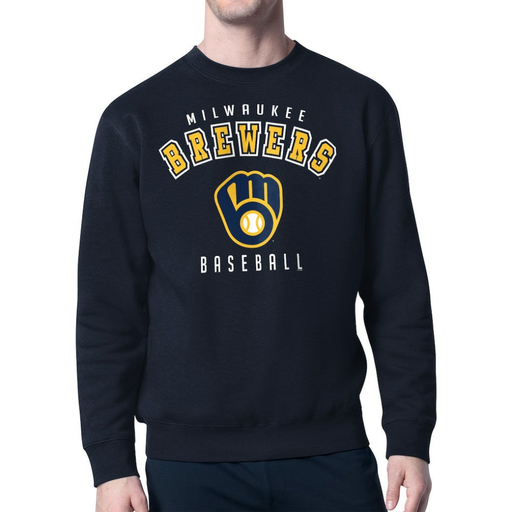 Milwaukee Brewers Starter Team Logo Fleece Pullover Sweatshirt - Navy - MLB Lifestyle
