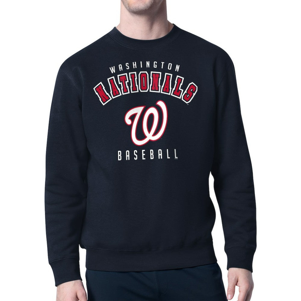 Washington Nationals Starter Team Logo Fleece Pullover Sweatshirt - Navy - MLB Lifestyle