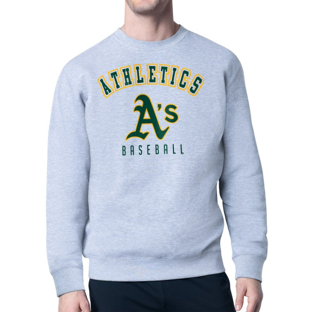 Athletics Starter Team Logo Fleece Pullover Sweatshirt - Gray - MLB Discount