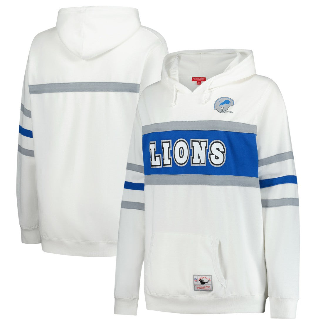 Mitchell & Ness Detroit Lions Women's Plus Size Head Coach Throwback Pullover Hoodie White