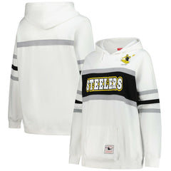 Mitchell & Ness Pittsburgh Steelers Women's Plus Size Head Coach Throwback Pullover Hoodie White