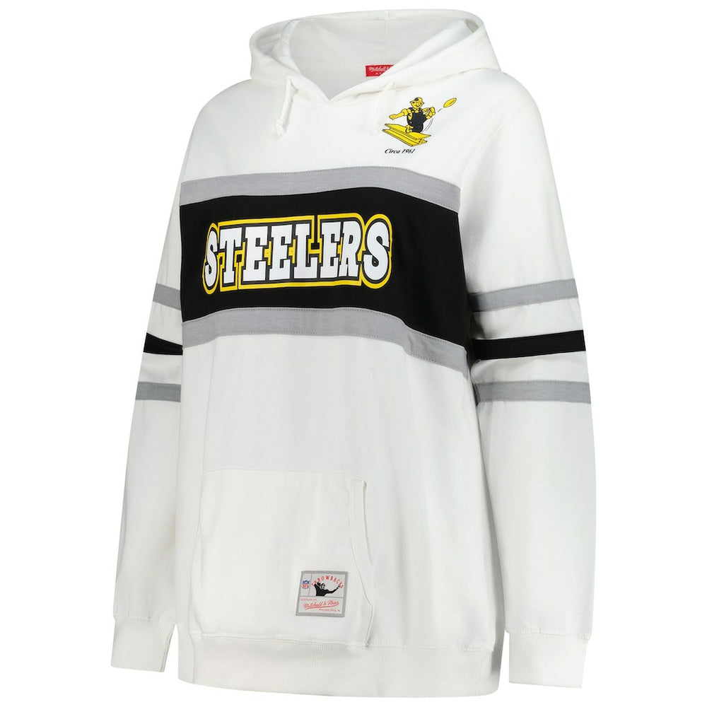 Mitchell & Ness Pittsburgh Steelers Women's Plus Size Head Coach Throwback Pullover Hoodie White
