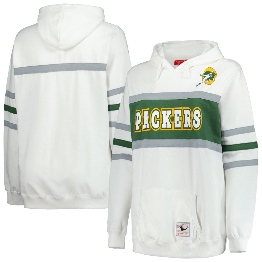 Mitchell & Ness Green Bay Packers Women's Plus Size Head Coach Throwback Pullover Hoodie White