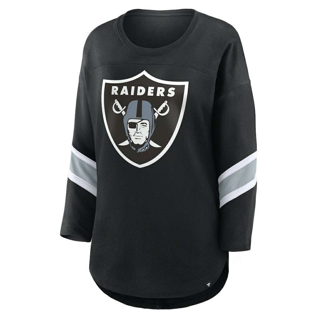 Fanatics Las Vegas Raiders Women's Plus Size Redzone 3/4-Sleeve Scoop Neck T-Shirt Black