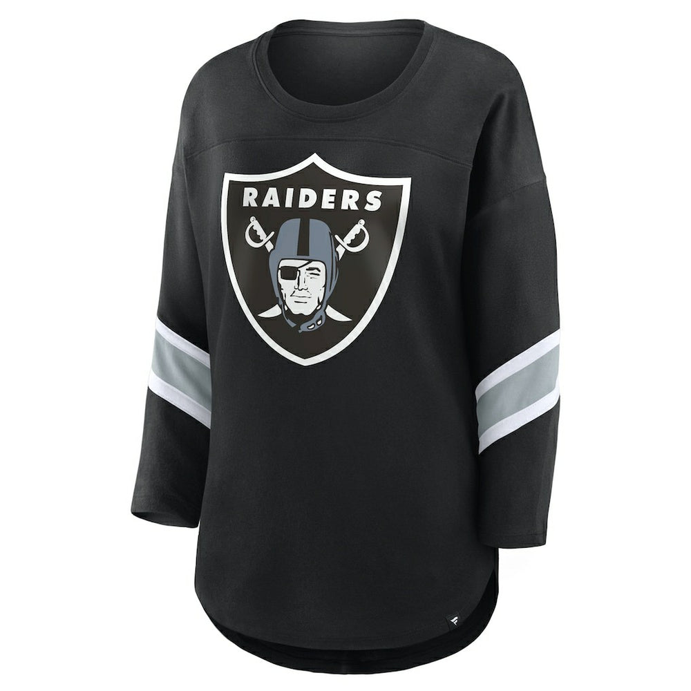 Fanatics Las Vegas Raiders Women's Plus Size Redzone 3/4-Sleeve Scoop Neck T-Shirt Black