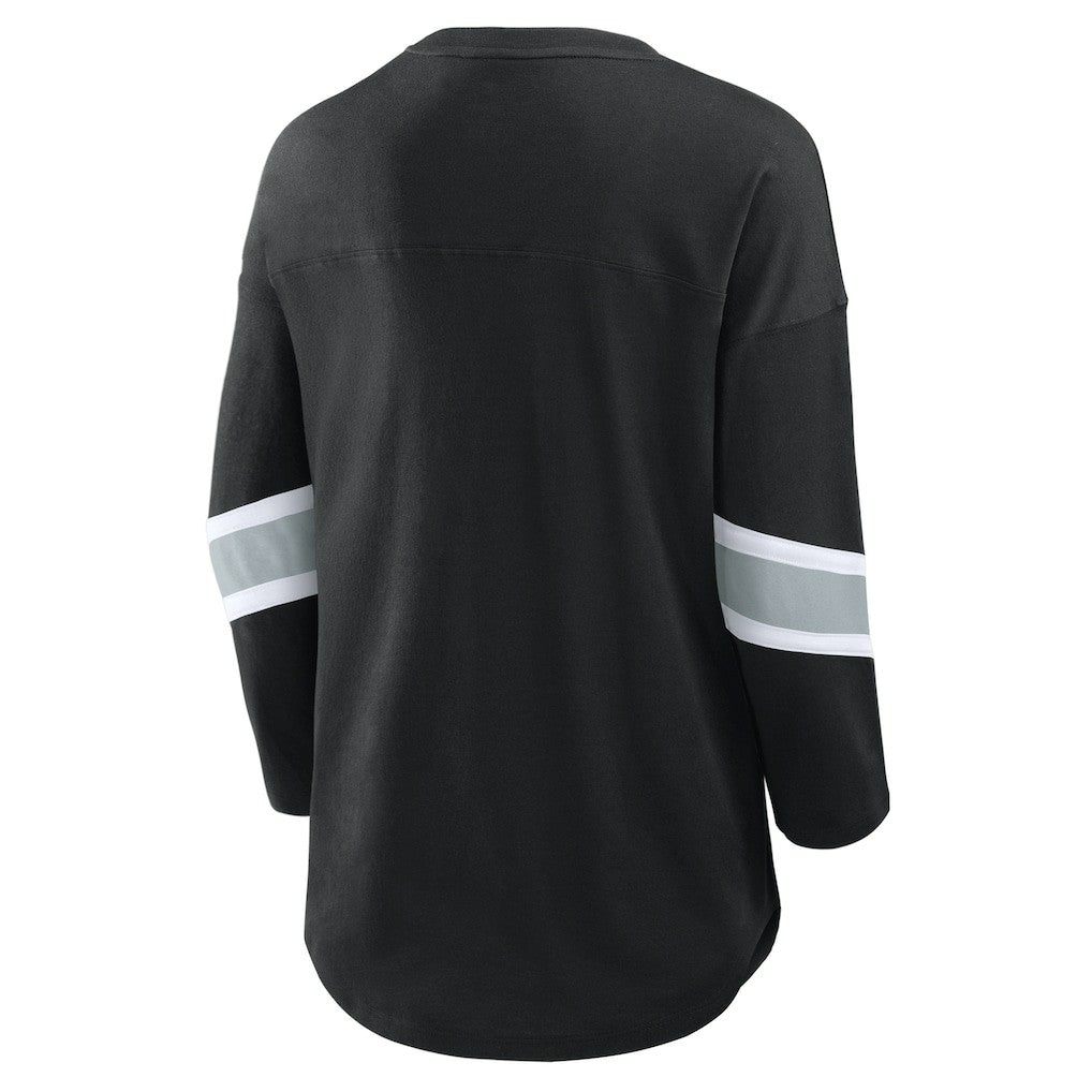 Fanatics Las Vegas Raiders Women's Plus Size Redzone 3/4-Sleeve Scoop Neck T-Shirt Black