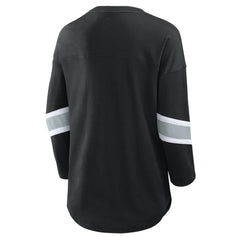 Fanatics Las Vegas Raiders Women's Plus Size Redzone 3/4-Sleeve Scoop Neck T-Shirt Black