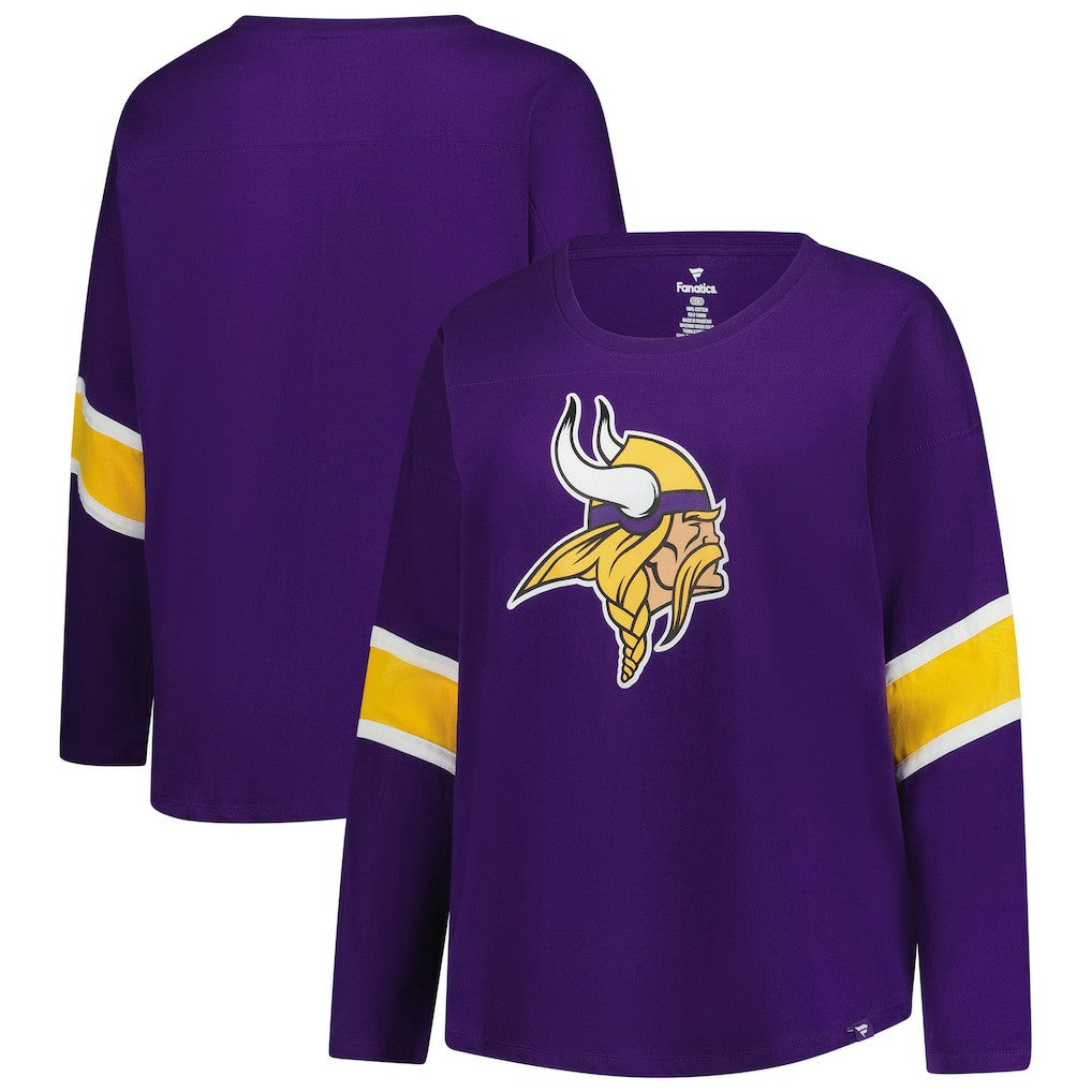 Fanatics Minnesota Vikings Women's Plus Size Redzone 3/4-Sleeve Scoop Neck T-Shirt Purple