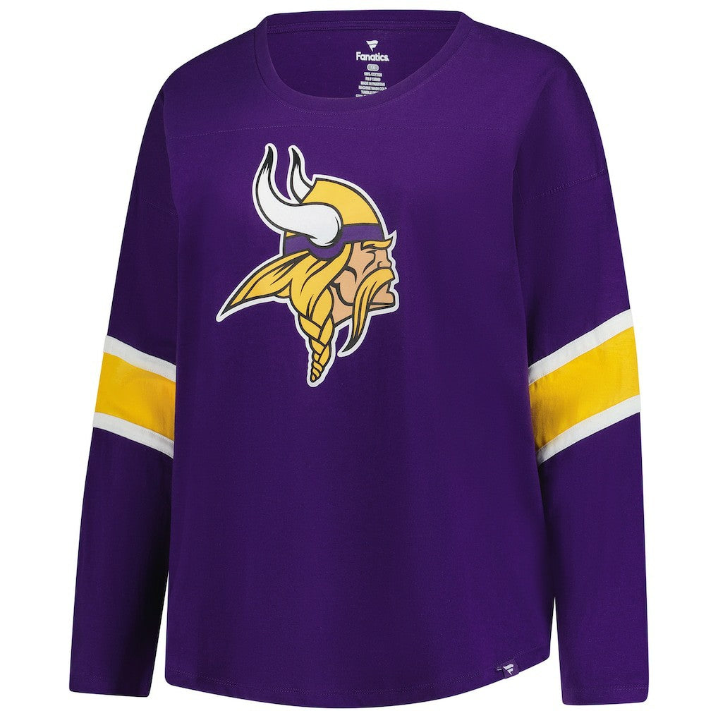 Fanatics Minnesota Vikings Women's Plus Size Redzone 3/4-Sleeve Scoop Neck T-Shirt Purple