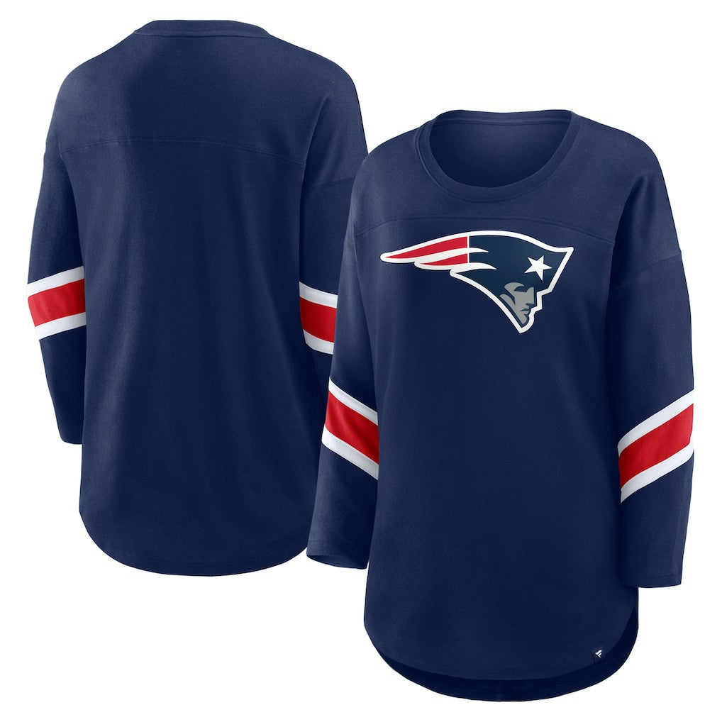 Fanatics New England Patriots Women's Plus Size Redzone 3/4-Sleeve Scoop Neck T-Shirt Navy