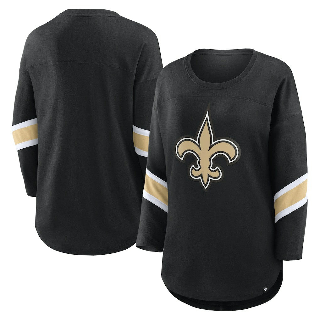Fanatics New Orleans Saints Women's Plus Size Redzone 3/4-Sleeve Scoop Neck T-Shirt Black