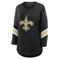 Fanatics New Orleans Saints Women's Plus Size Redzone 3/4-Sleeve Scoop Neck T-Shirt Black