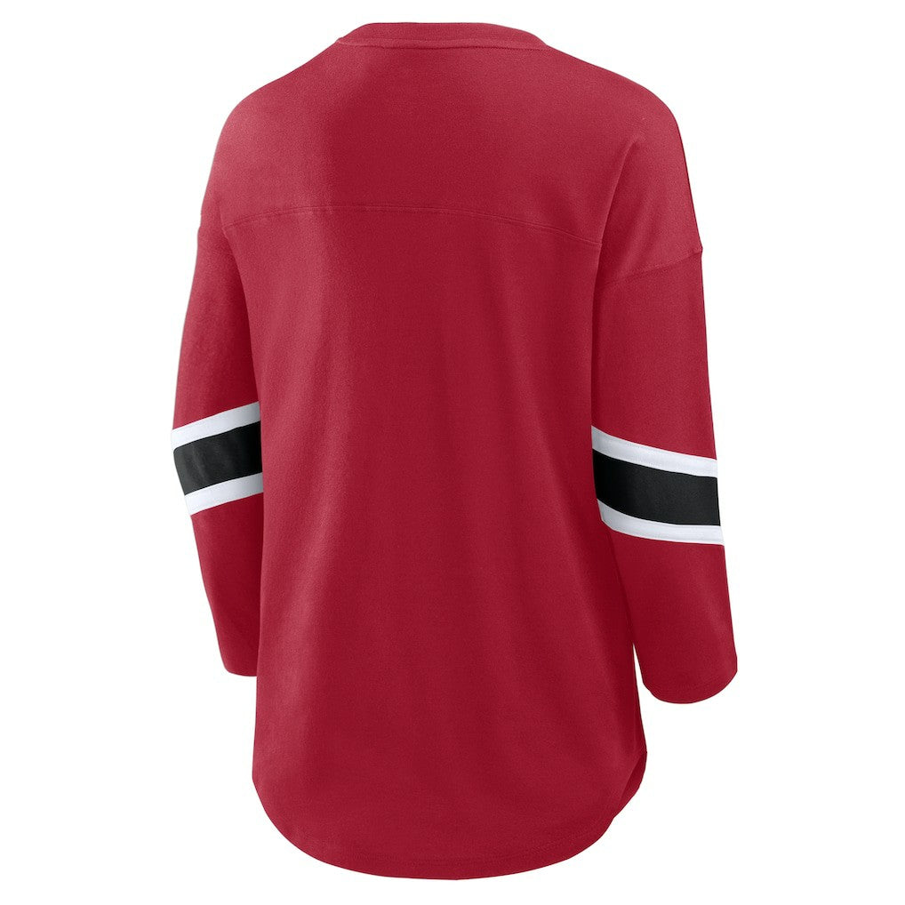 Fanatics San Francisco 49ers Women's Plus Size Redzone 3/4-Sleeve Scoop Neck T-Shirt Scarlet