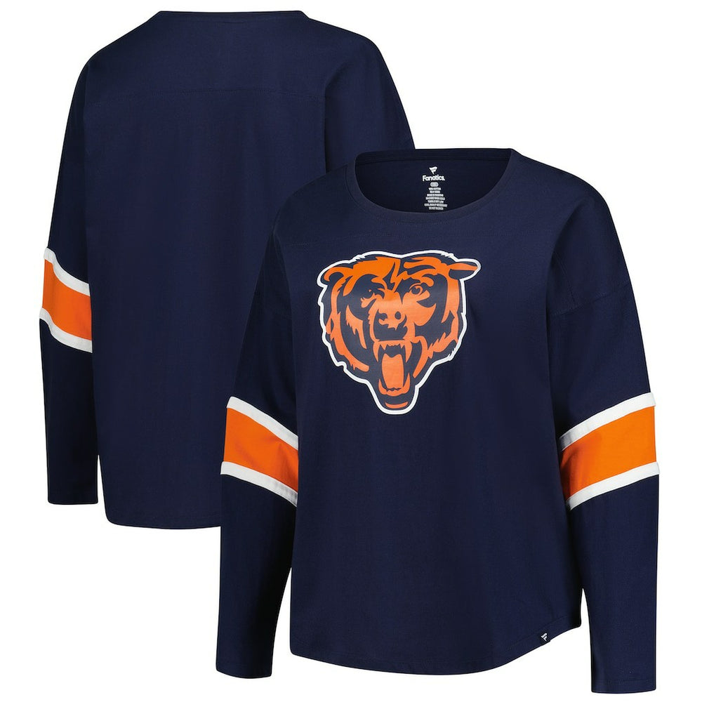 Fanatics Chicago Bears Women's Plus Size Redzone 3/4-Sleeve Scoop Neck T-Shirt Navy