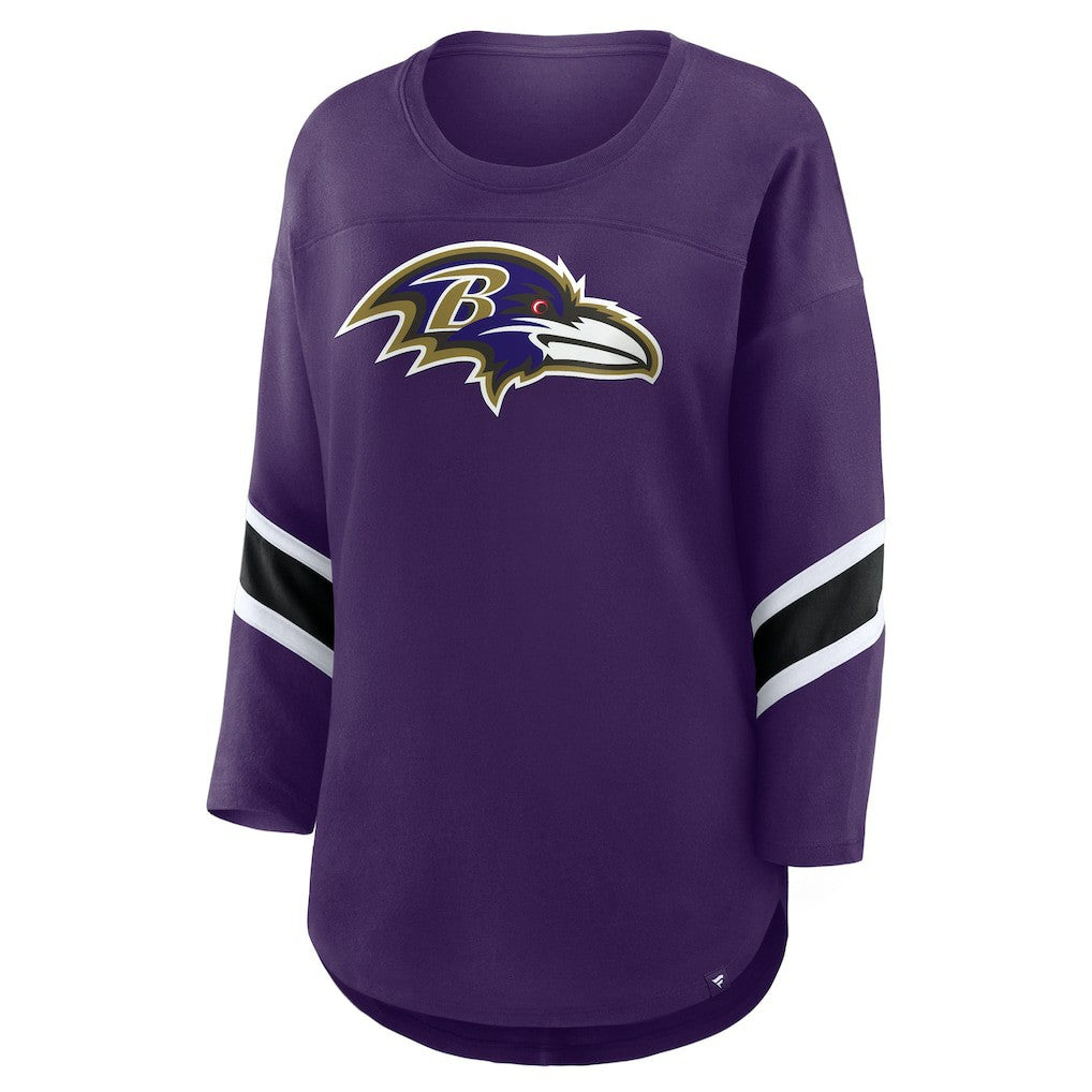 Fanatics Baltimore Ravens Women's Plus Size Redzone 3/4-Sleeve Scoop Neck T-Shirt Purple