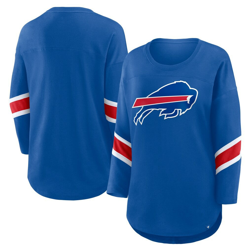 Fanatics Buffalo Bills Women's Plus Size Redzone 3/4-Sleeve Scoop Neck T-Shirt Royal