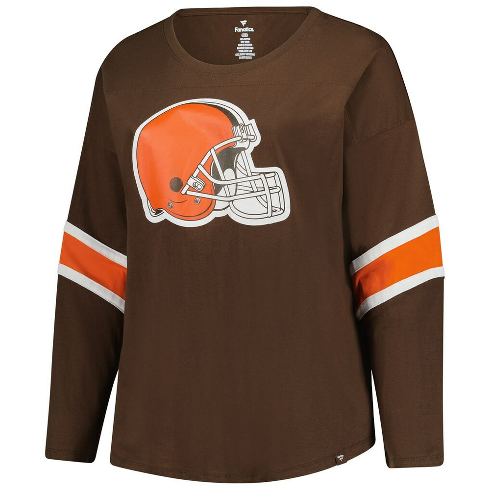 Fanatics Cleveland Browns Women's Plus Size Redzone 3/4-Sleeve Scoop Neck T-Shirt Brown