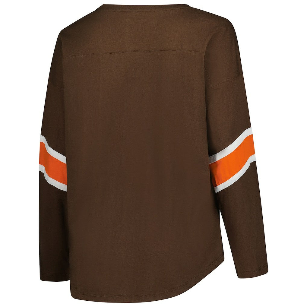 Fanatics Cleveland Browns Women's Plus Size Redzone 3/4-Sleeve Scoop Neck T-Shirt Brown