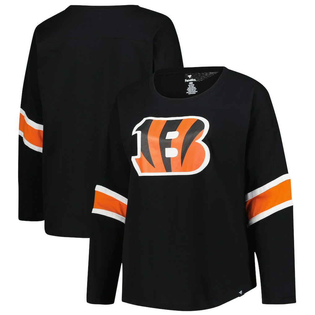 Fanatics Cincinnati Bengals Women's Plus Size Redzone 3/4-Sleeve Scoop Neck T-Shirt Black