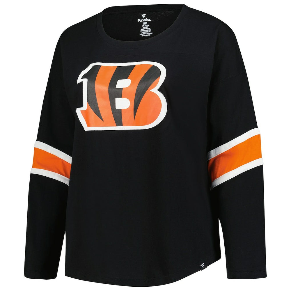 Fanatics Cincinnati Bengals Women's Plus Size Redzone 3/4-Sleeve Scoop Neck T-Shirt Black
