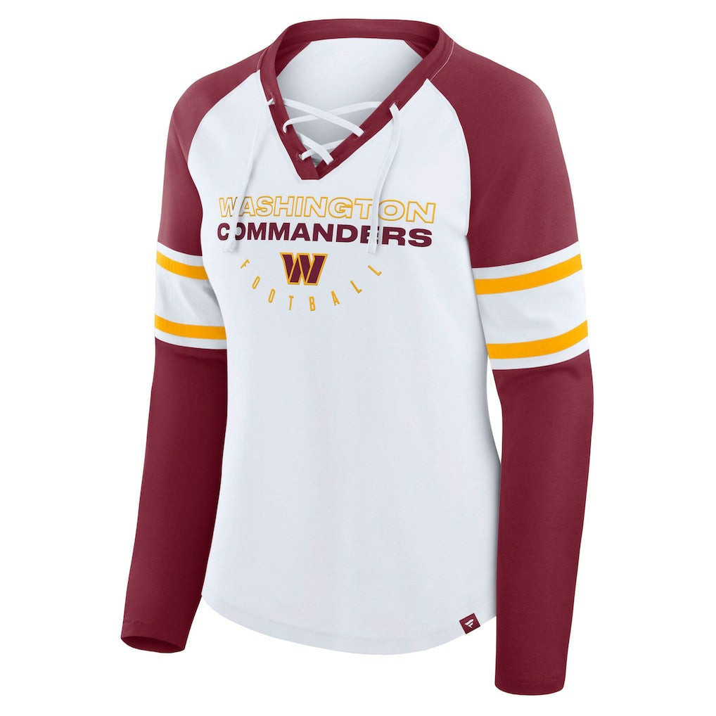 Fanatics Washington Commanders Women's Plus Size Redzone Lace Up Long Sleeve T-Shirt White