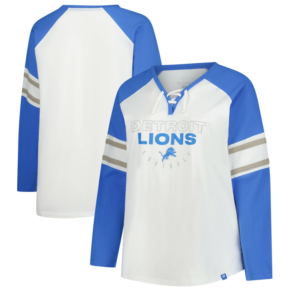 Fanatics Detroit Lions Women's Plus Size Redzone Lace Up Long Sleeve T-Shirt White