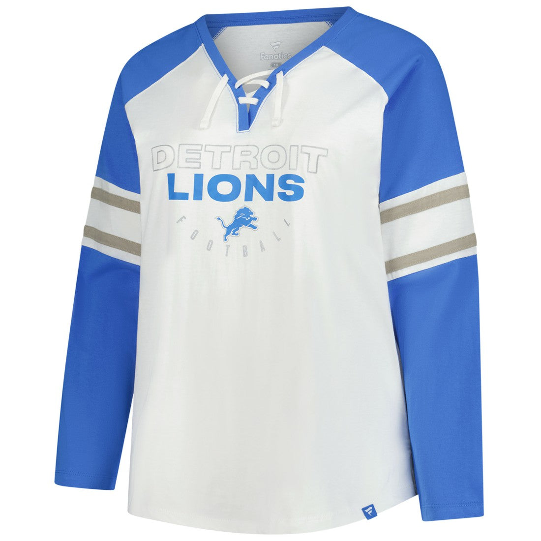 Fanatics Detroit Lions Women's Plus Size Redzone Lace Up Long Sleeve T-Shirt White