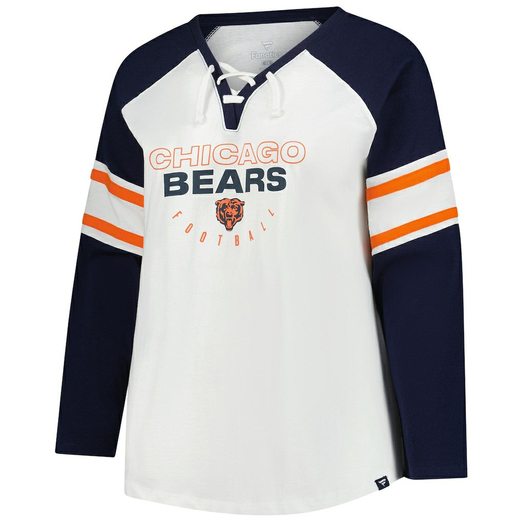 Fanatics Chicago Bears Women's Plus Size Redzone Lace Up Long Sleeve T-Shirt White