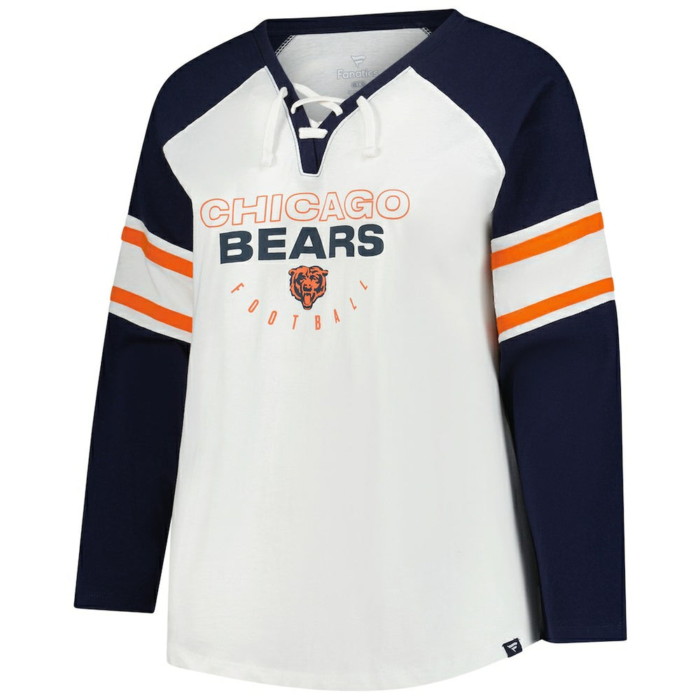 Fanatics Chicago Bears Women's Plus Size Redzone Lace Up Long Sleeve T-Shirt White