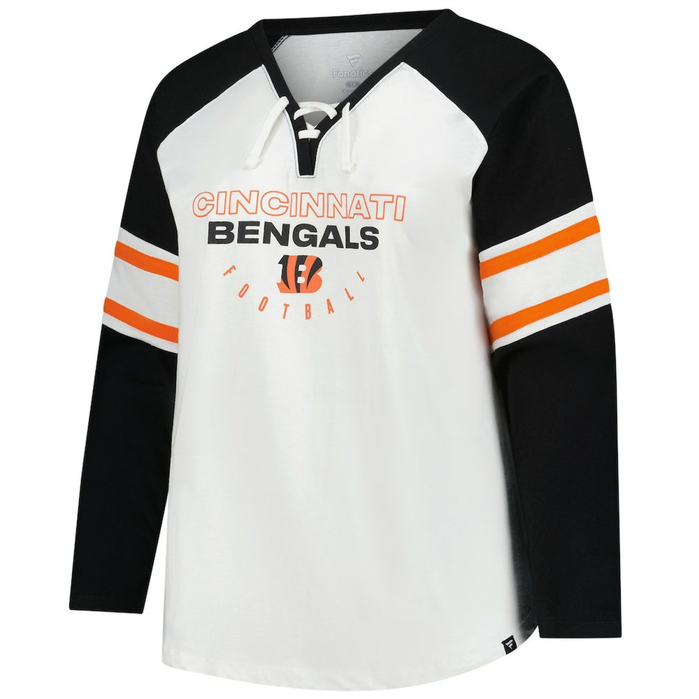 Fanatics Cincinnati Bengals Women's Plus Size Redzone Lace Up Long Sleeve T-Shirt White