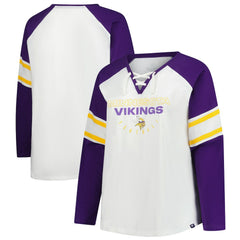 Fanatics Minnesota Vikings Women's Plus Size Redzone Lace Up Long Sleeve T-Shirt White
