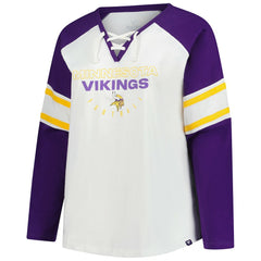 Fanatics Minnesota Vikings Women's Plus Size Redzone Lace Up Long Sleeve T-Shirt White