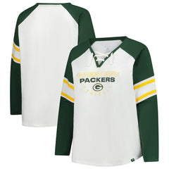 Fanatics Green Bay Packers Women's Plus Size Redzone Lace Up Long Sleeve T-Shirt White