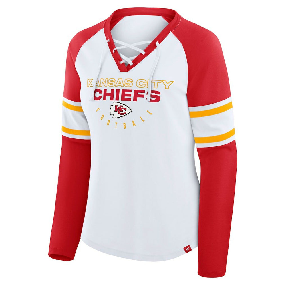 Fanatics Kansas City Chiefs Women's Plus Size Redzone Lace Up Long Sleeve T-Shirt White